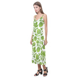 Hop design pattern V-Neck Open Fork Long Dress