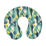 Toucan tropical leaves design pattern U-Shaped Travel Neck Pillow