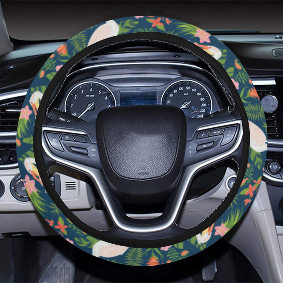 Pelican Pattern Print Design 05 Car Steering Wheel Cover