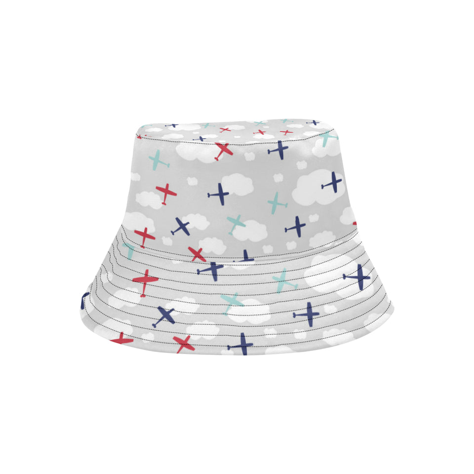 Airplane cloud grey background Unisex Bucket Hat