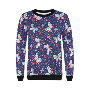 Colorful butterfly flower pattern.eps Women's Crew Neck Sweatshirt