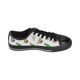 Color hand drawn cacao pattern Men's Low Top Canvas Shoes Black