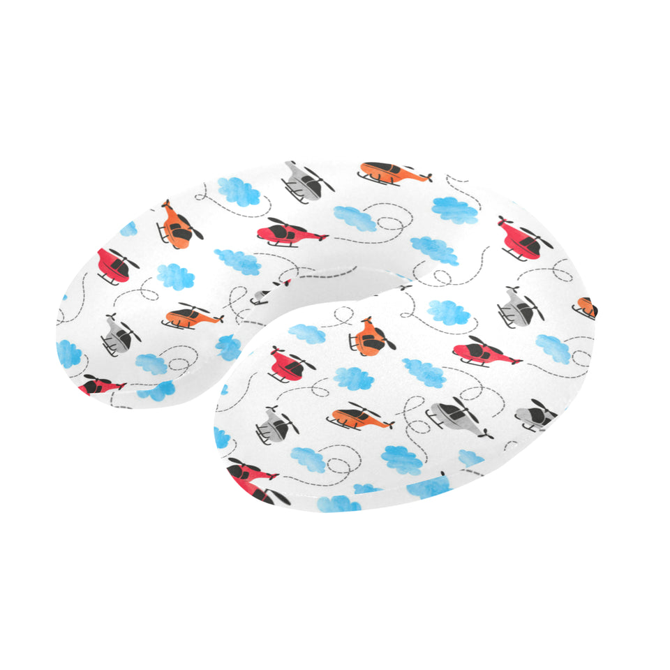 Watercolor helicopter cloud pattern U-Shaped Travel Neck Pillow