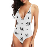 Cute french bulldog paw pattern Women's One-Piece Swimsuit