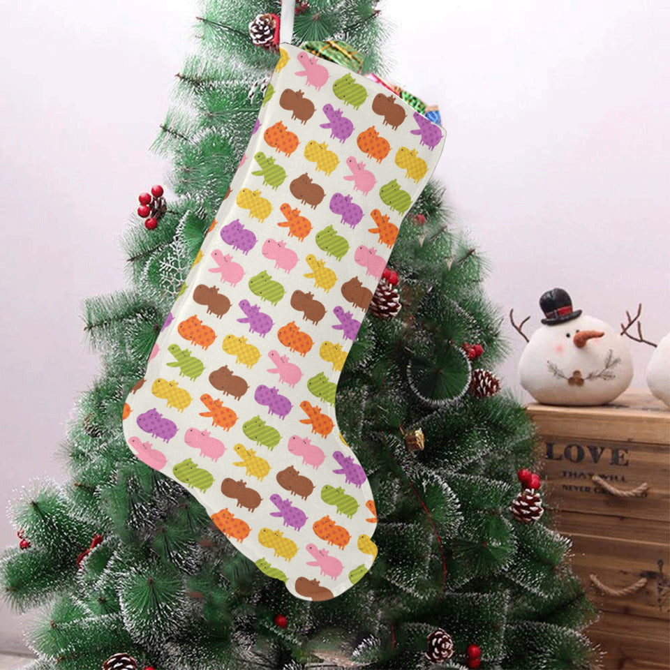Hippopotamus Pattern Print Design 01 Christmas Stocking