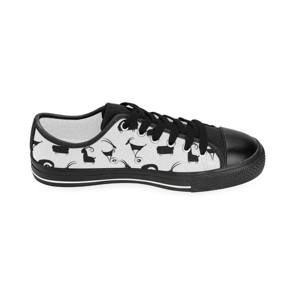 Goat ram pattern Kids' Boys' Girls' Low Top Canvas Shoes Black