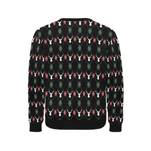 Deer Christmas new year pattern argyle Men's Crew Neck Sweatshirt