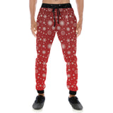 Snowflake pattern red background Unisex Casual Sweatpants