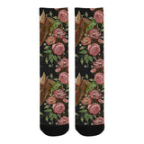 Horse head wild roses pattern Crew Socks