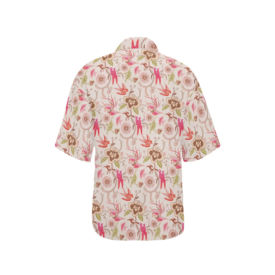 Swallow Pattern Print Design 01 Women's All Over Print Hawaiian Shirt