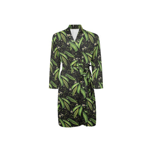 Green Peas Pattern Print Design 02 Men's Long Sleeve Belted Night Robe