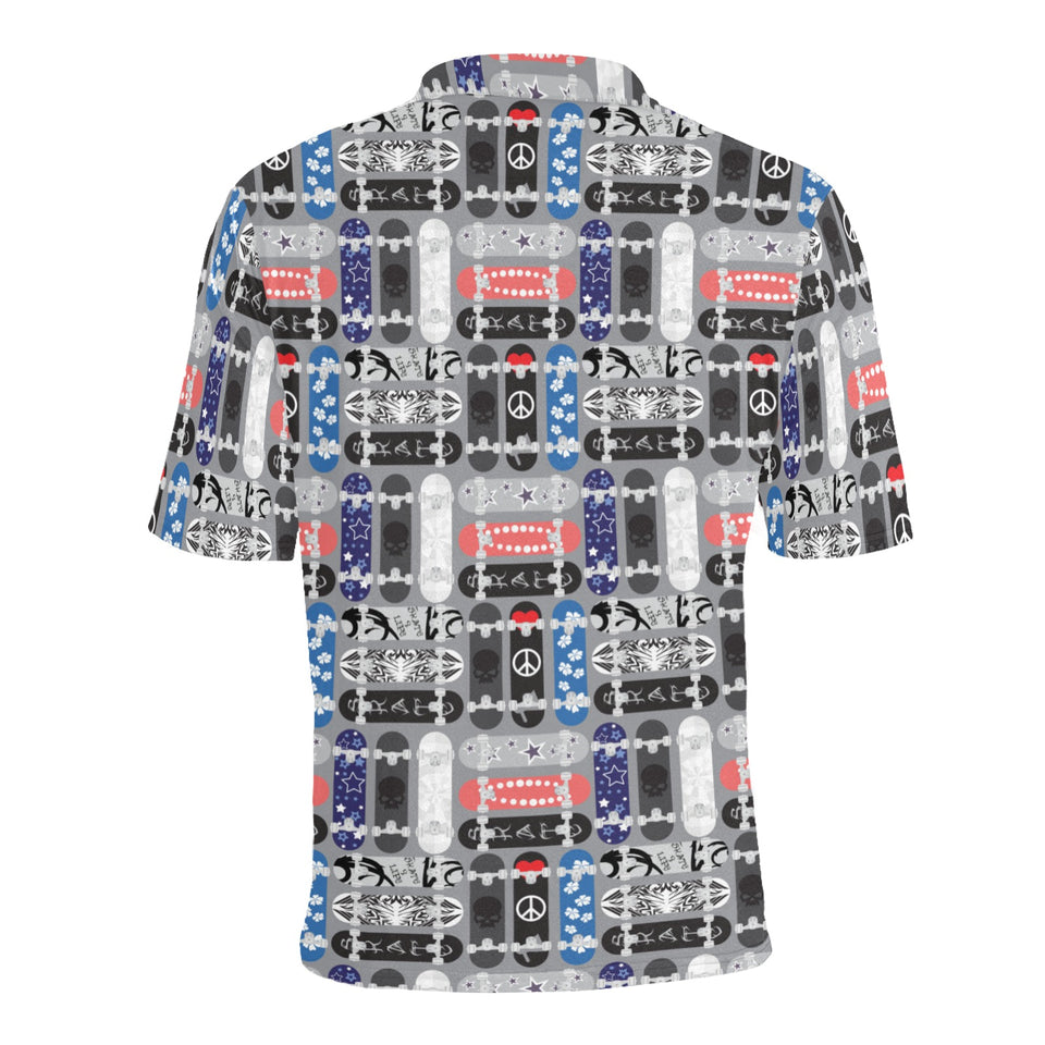 Skate Board Pattern Print Design 04 Men's All Over Print Polo Shirt