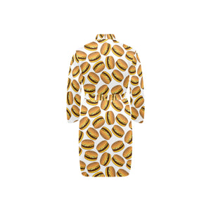 Hamburger Pattern Print Design 03 Men's Long Sleeve Belted Night Robe