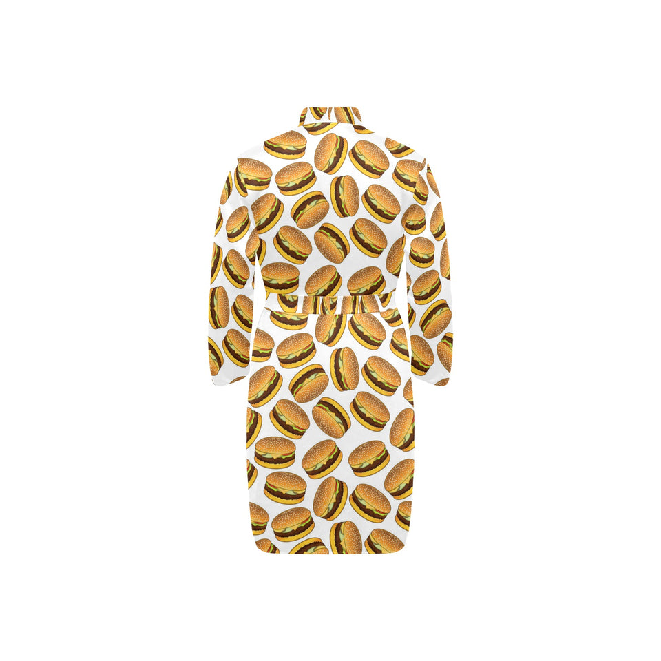 Hamburger Pattern Print Design 03 Men's Long Sleeve Belted Night Robe