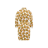 Hamburger Pattern Print Design 03 Men's Long Sleeve Belted Night Robe