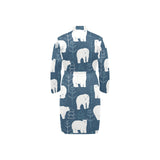 polar bear mother her child pattern Men's Long Sleeve Belted Night Robe
