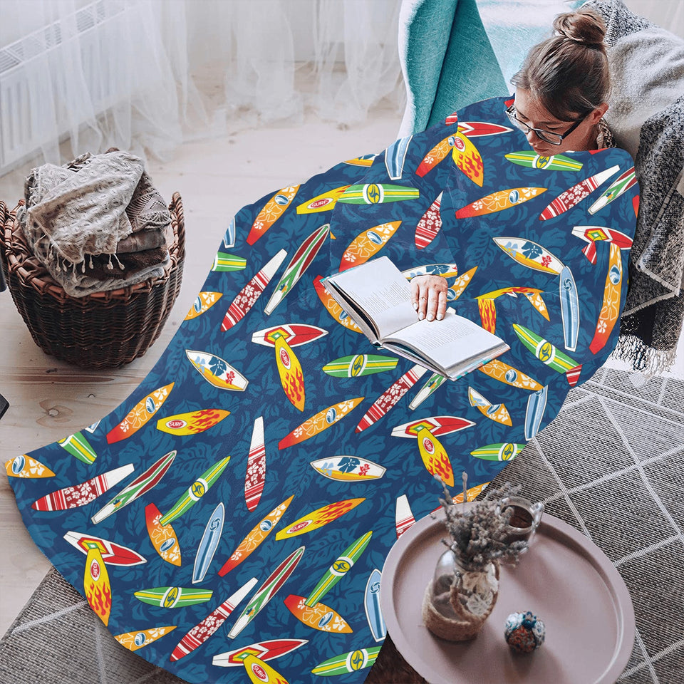 Surfboard Pattern Print Design 01 Blanket Robe with Sleeves