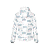 cute rhino heart pattern Women's Padded Hooded Jacket