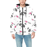 Hand Drawn faces of pandas pattern Men's Padded Hooded Jacket
