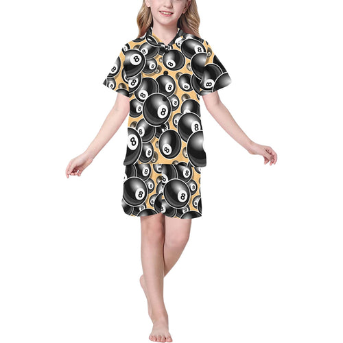 Billiard Ball Pattern Print Design 04 Kids' Boys' Girls' V-Neck Short Pajama Set