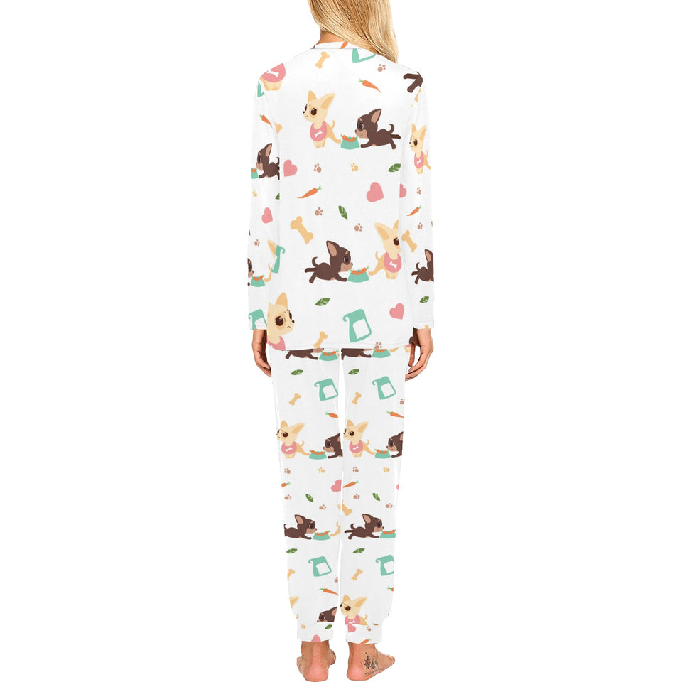 Cute Chihuahua puppie pattern Women's All Over Print Pajama Set