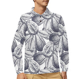 Guava tropical hand drawn pattern Men's Long Sleeve Polo Shirt