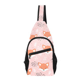Cute fox pattern pink background All Over Print Chest Bag