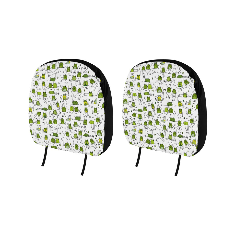 Sketch funny frog pattern Car Headrest Cover