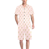 Golden Retriever Pattern Print Design 02 Men's V-Neck Short Pajama Set