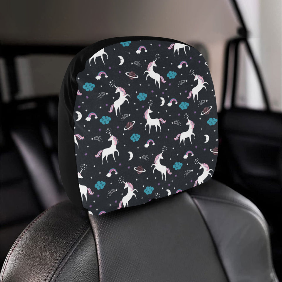 unicorn rainbows moon clound star pattern Car Headrest Cover