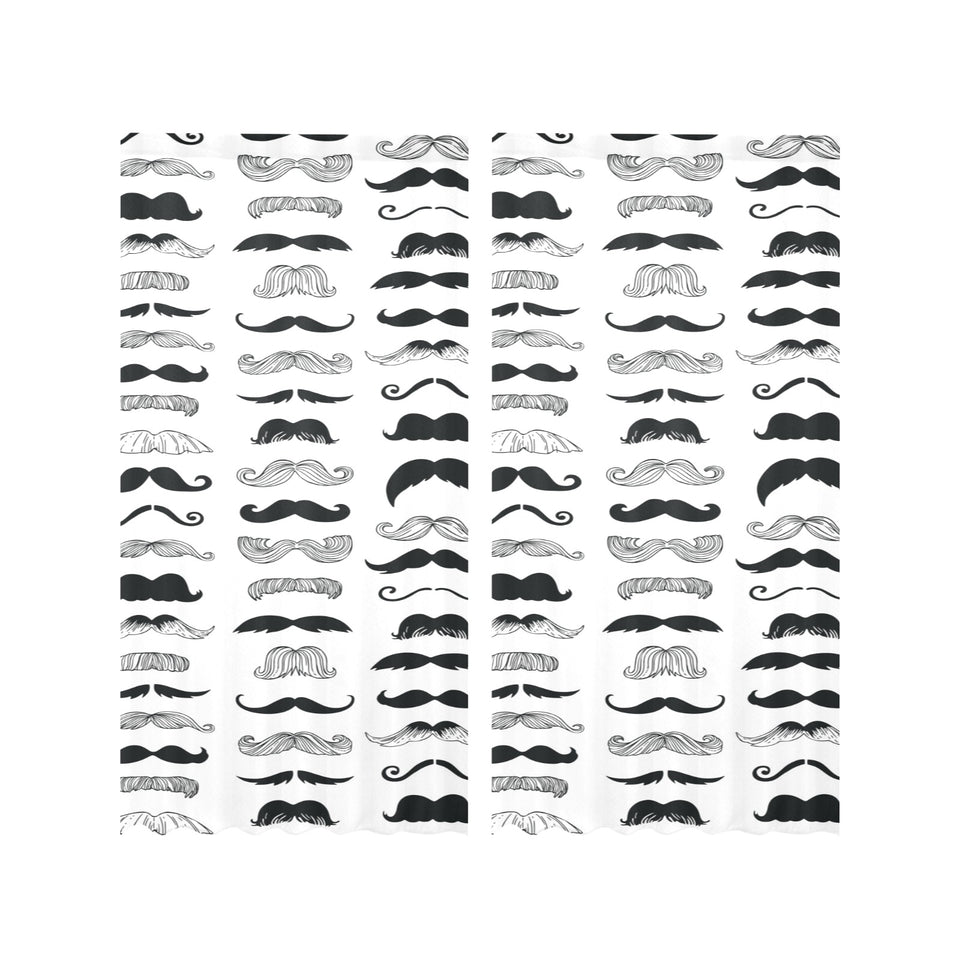 Mustache Beard Pattern Print Design 04 Gauze Curtain