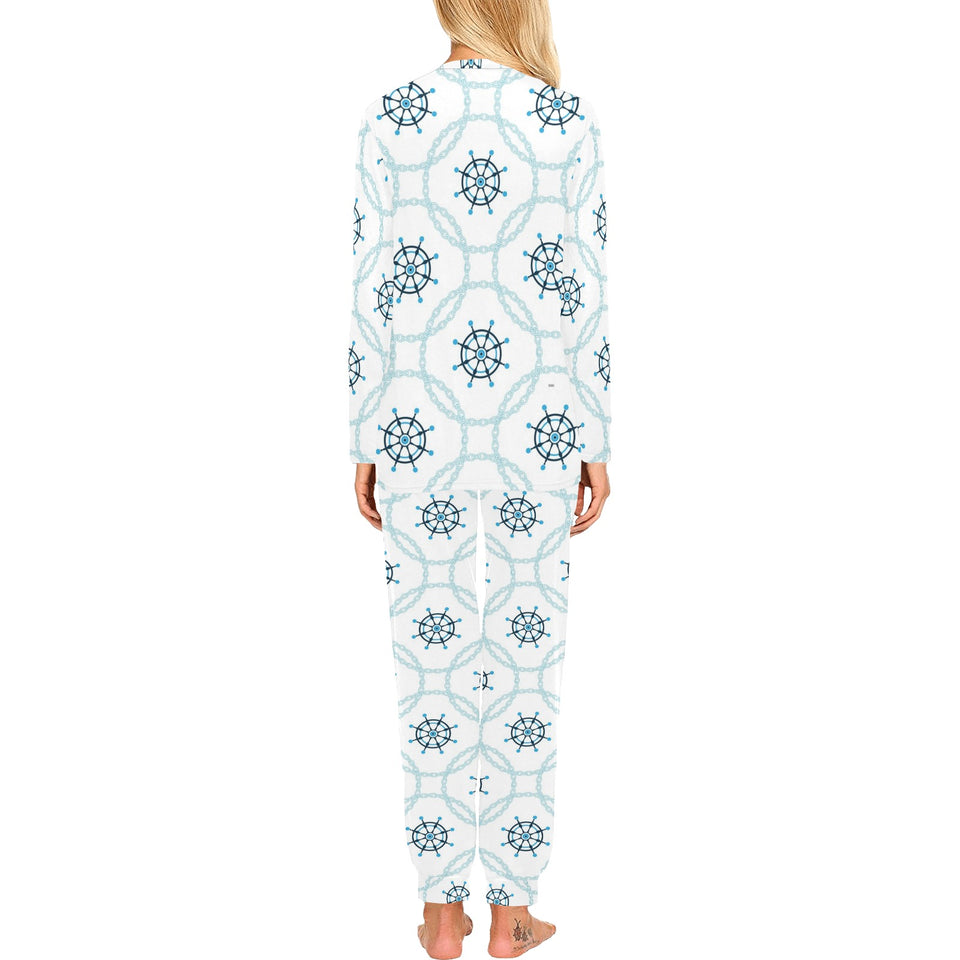 nautical steering wheel chain Women's All Over Print Pajama Set