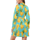 Banana Palm Leaves pattern background Women's Long Sleeve Belted Night Robe