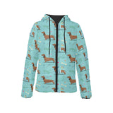Dachshund decorative background Women's Padded Hooded Jacket
