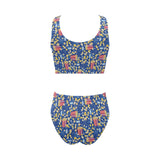 Popcorn Pattern Print Design 01 Chest Bowknot High Waisted Bikini Swimsuit