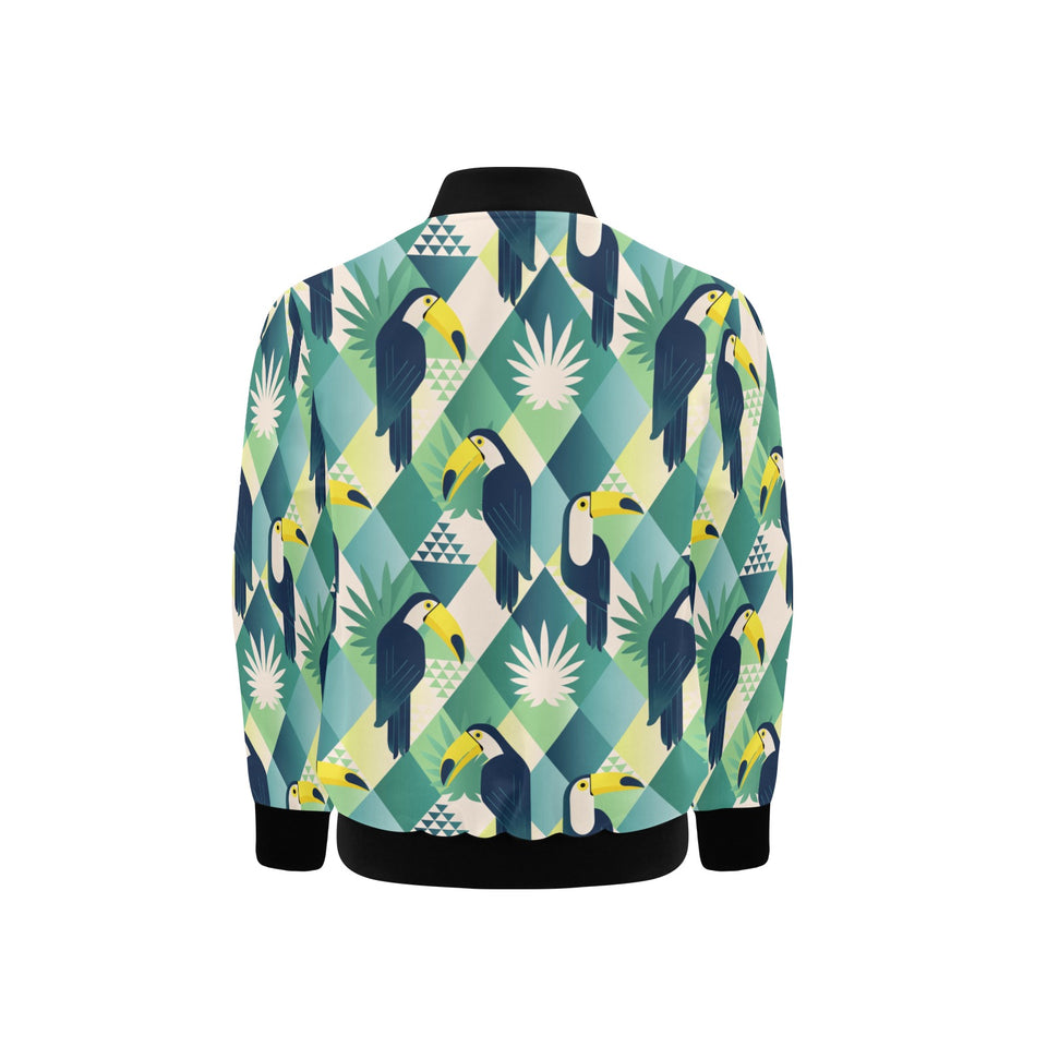 Toucan tropical leaves design pattern Kids' Boys' Girls' Bomber Jacket