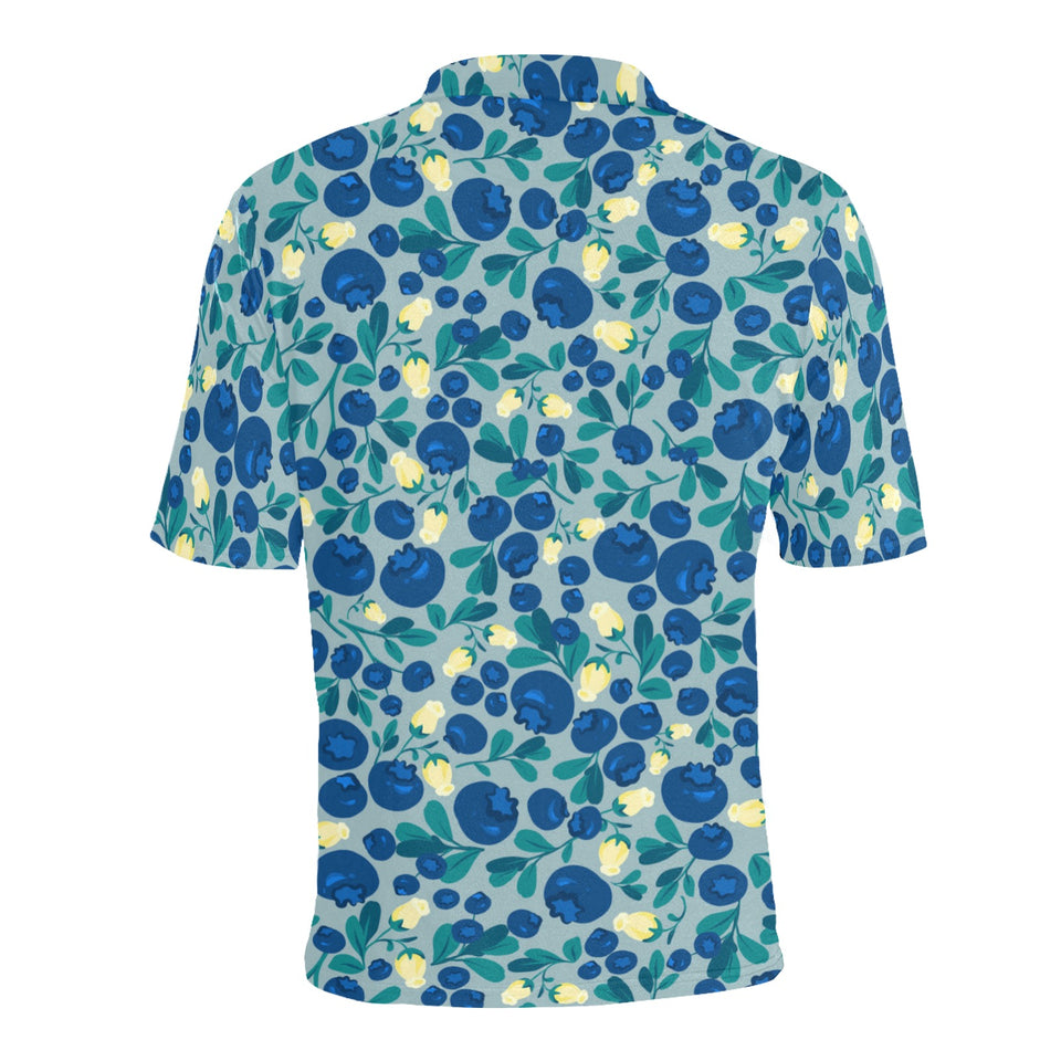 blueberry design pattern Men's All Over Print Polo Shirt