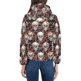 Red snake skull pattern Women's Padded Hooded Jacket