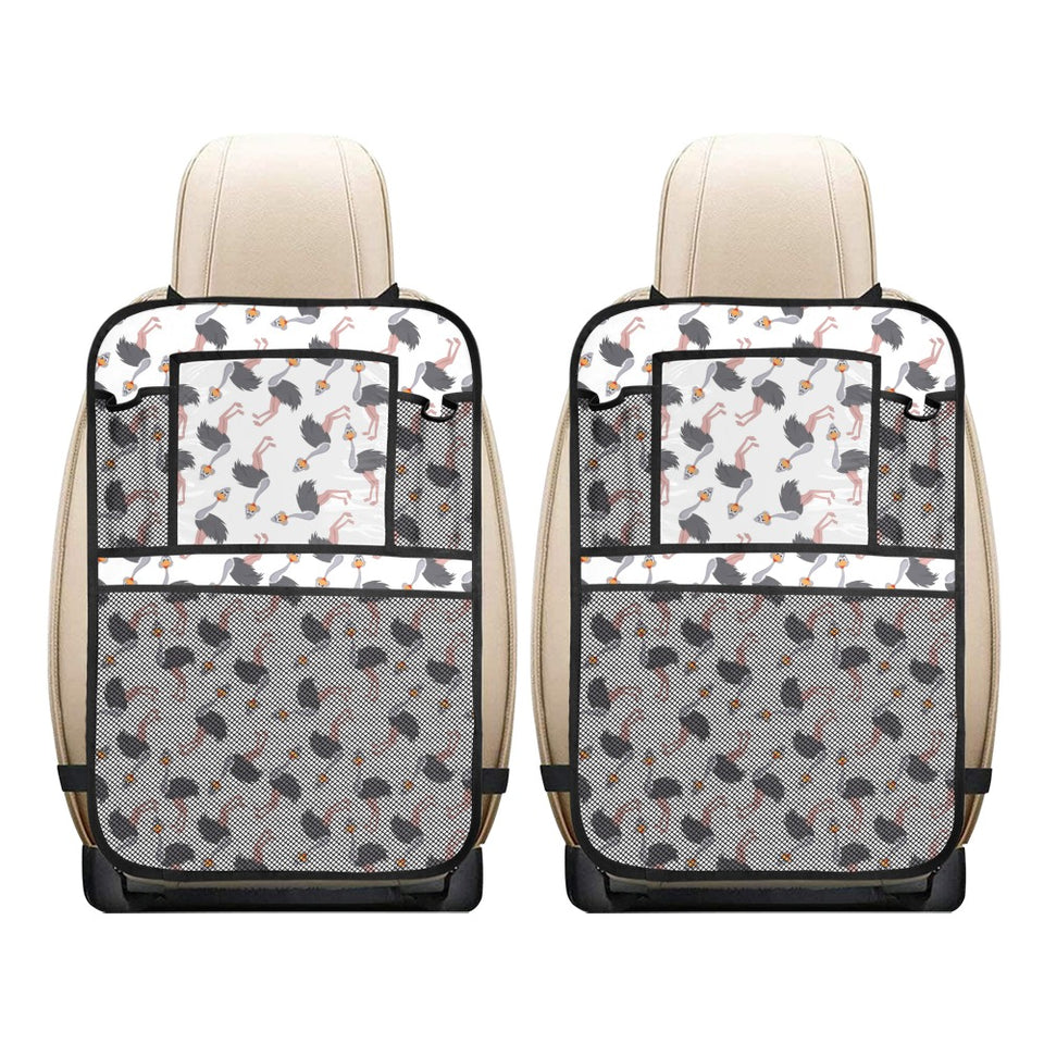 Ostrich Pattern Print Design 02 Car Seat Back Organizer