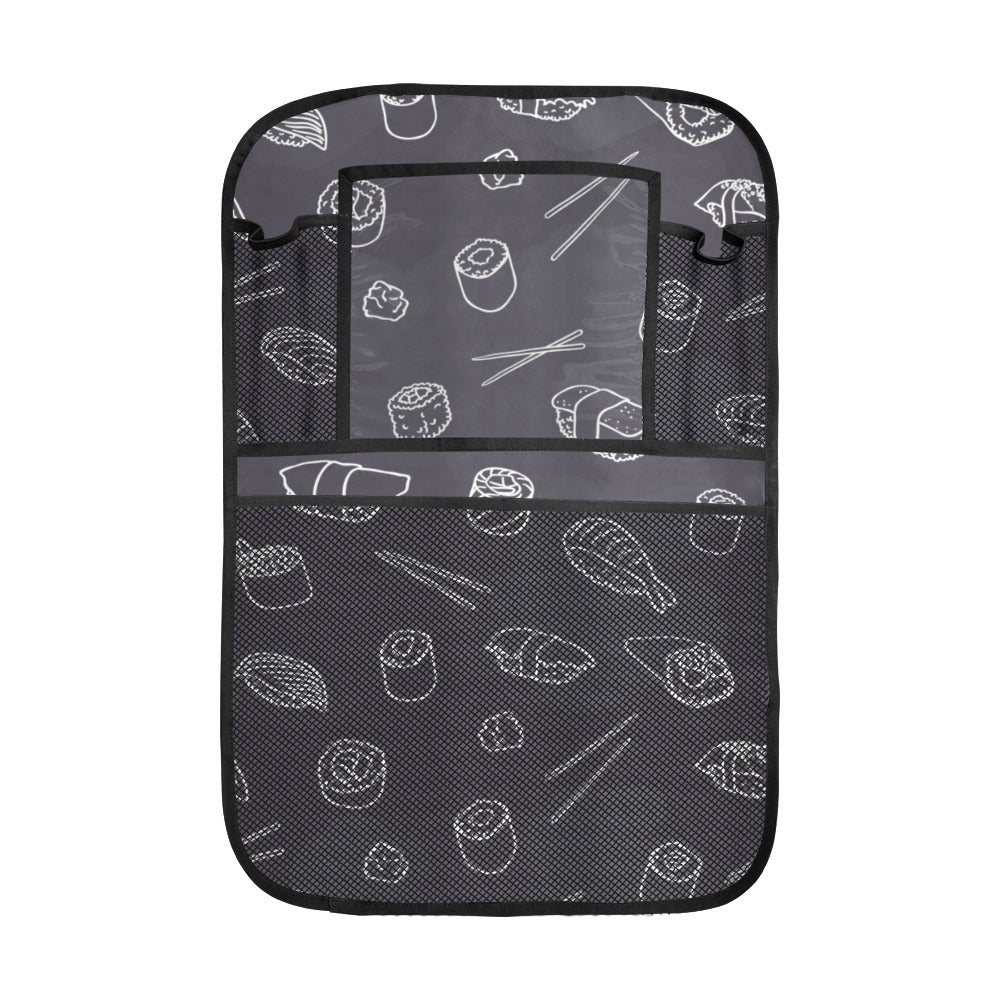 sushi pattern black background Car Seat Back Organizer