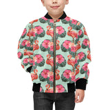 Beautiful flamingo tropical palm leaves hibiscus p Kids' Boys' Girls' Bomber Jacket