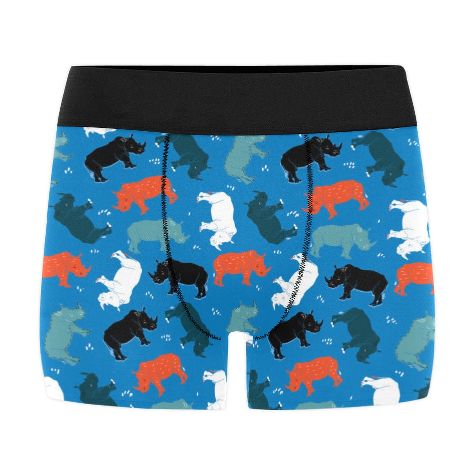 Colorful rhino pattern Men's All Over Print Boxer Briefs Men's Underwear