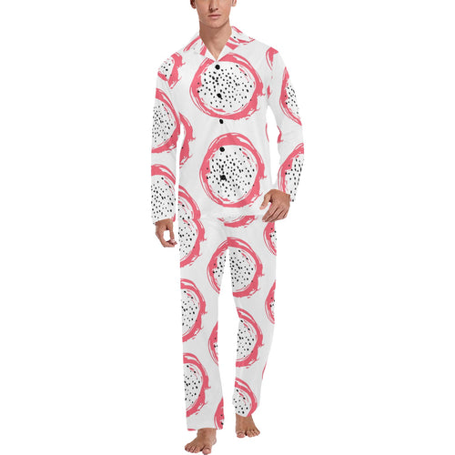 Hand drawn dragon fruit Men's Long Pajama Set