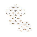 Cute beagle dog sleeping pattern Kids' Boys' Girls' V-Neck Short Pajama Set