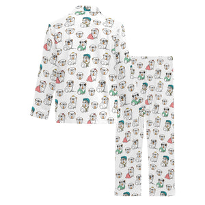 English Bulldog Pattern Print Design 03 Men's Long Pajama Set