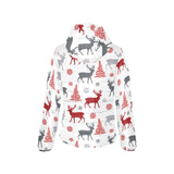 Deer tree snowflakes chrismas pattern Women's Padded Hooded Jacket