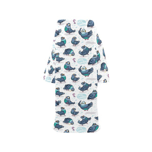 Pigeon Pattern Print Design 02 Blanket Robe with Sleeves