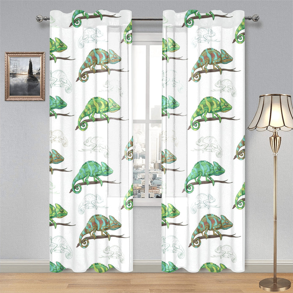 Chameleon lizard pattern Gauze Curtain