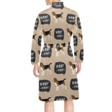 Beagle muzzles turquoise paint splashes pink patte Men's Long Sleeve Belted Night Robe