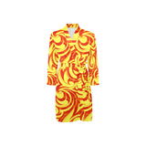 Fire flame design pattern Men's Long Sleeve Belted Night Robe